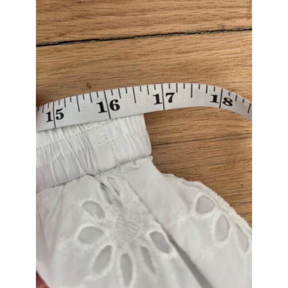 J.Crew Factory Women's L White Eyelet Skirt Midi Cotton Pockets Lined Floral - Picture 10 of 13